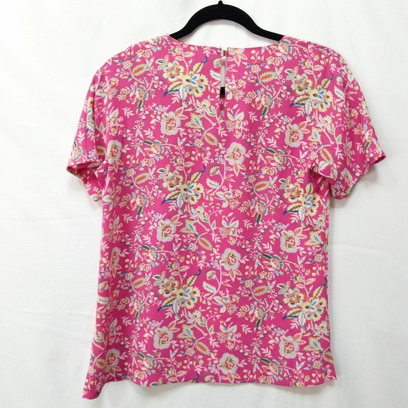 Rose & Olive Pink Floral Blouse Short Sleeve Size XS - Picture 8 of 15